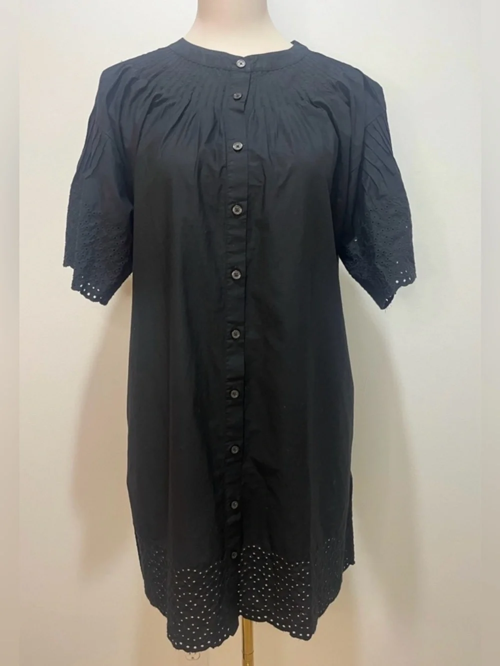 J. Crew Jolie Dress in Eyelet Cotton Poplin in Black
